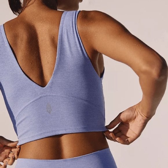 FP MOVEMENT NEVER BETTER HEATHER CROP Blueberry Heather BY FREE PEOPLE M NEW $58 - Picture 2 of 3